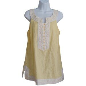 Lilly Pulitzer Sleeveless Tunic Top Yellow White Embroidered Women's Size 12